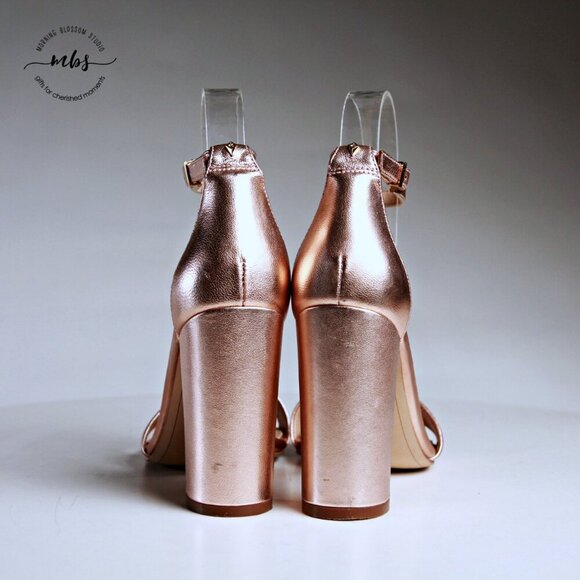 Sam Edelman Yaro Ankle Strap Block Heel Sandals Rose Gold Women 6.5 - Picture 7 of 14